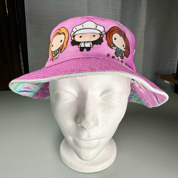Friends Television Show MAD Engine Pink/Tie Dyed Reversible Bucket Hat - Picture 2 of 8
